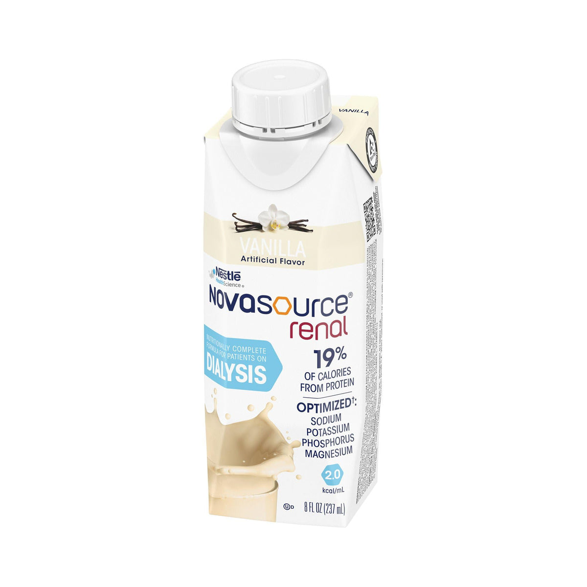 NOVASOURCE Renal Vanilla Dialysis Protein Shakes, 8 Fl Oz, 24pk