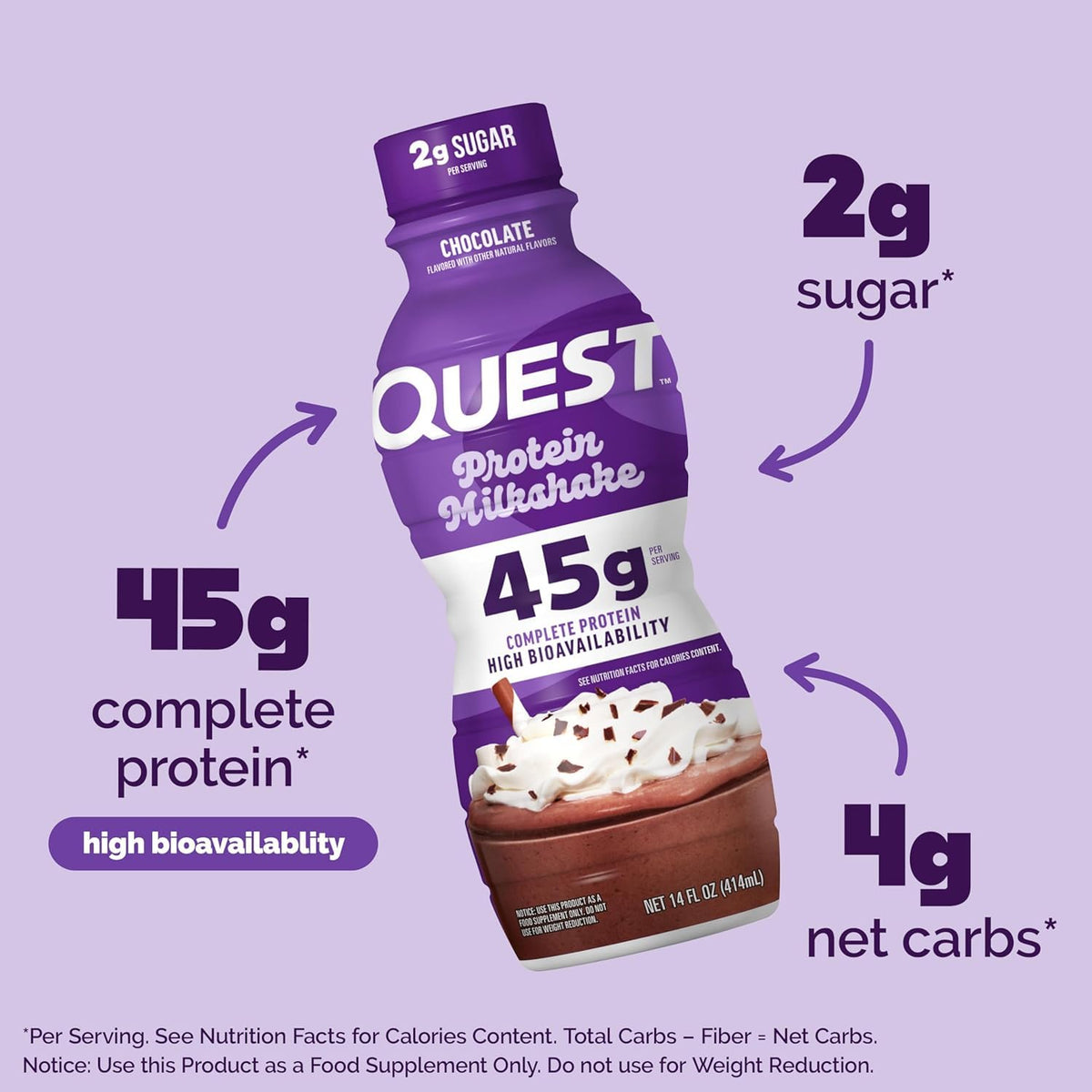 Quest Nutrition Strawberry Protein Shake, 45g Protein, 2g Sugar, 12 Count