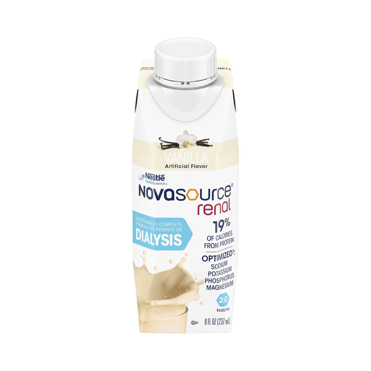 NOVASOURCE Renal Vanilla Dialysis Protein Shakes, 8 Fl Oz, 24pk