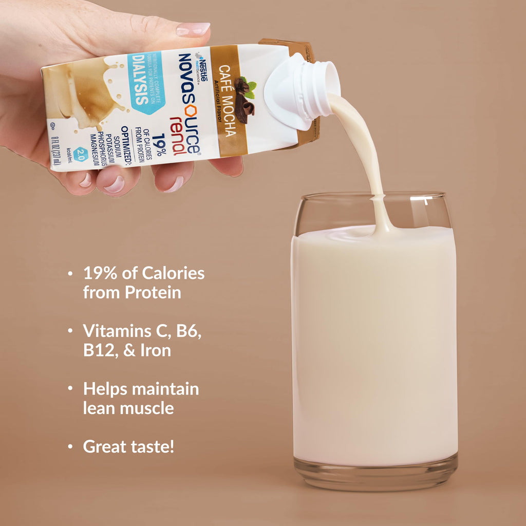 NOVASOURCE Renal Vanilla Dialysis Protein Shakes, 8 Fl Oz, 24pk