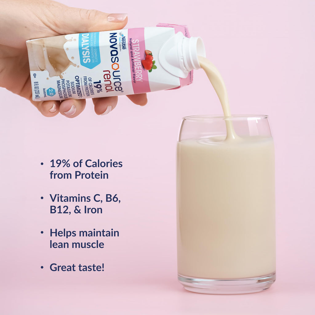 NOVASOURCE Renal Vanilla Dialysis Protein Shakes, 8 Fl Oz, 24pk