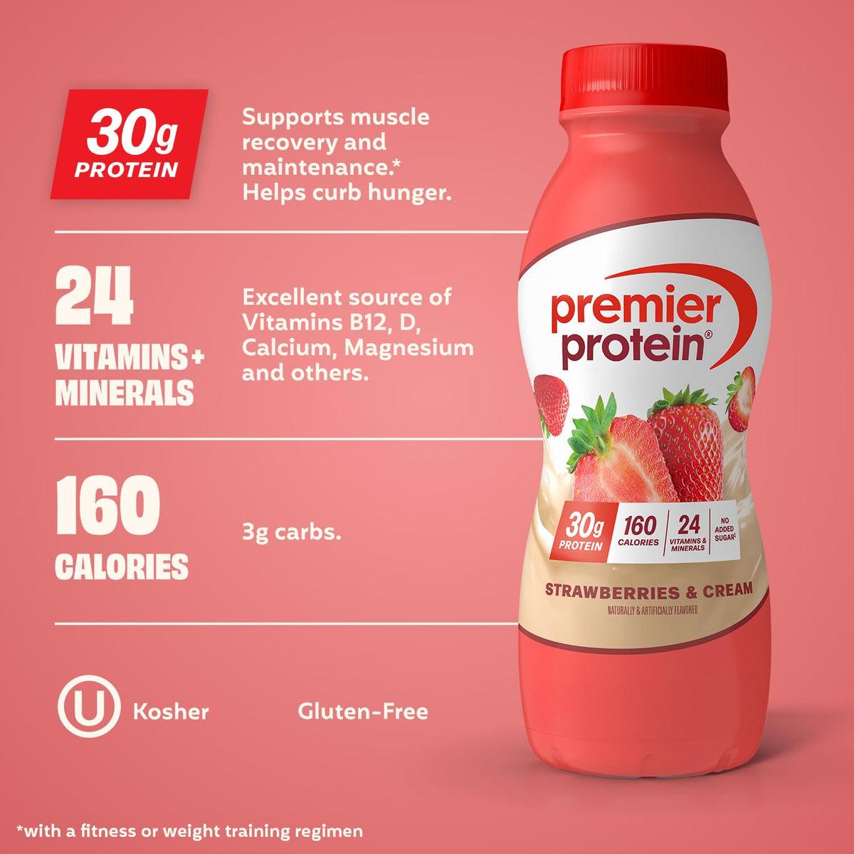 Premier Protein 30g High Protein Shake, Peaches & Cream, 12 Pack