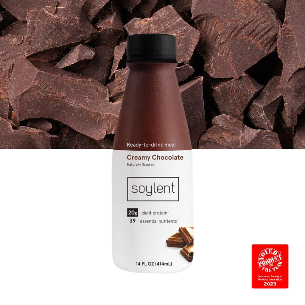 Soylent Strawberry Meal Replacement Shake, Ready-to-Drink Plant Based Protein Drink, Contains 20g Complete Vegan Protein and 1g Sugar, 14oz, 12 Pack