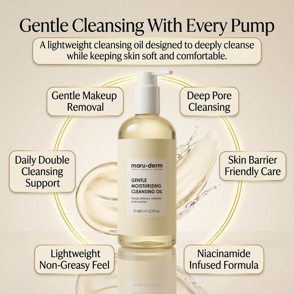 Gentle Cleansing Oil for Face & Body - Makeup Remover & Double Cleanser with Niacinamide & Panthenol - Removes Sunscreen, Sebum & Impurities, Hydrating Formula for Sensitive & Dry Skin – 200ml