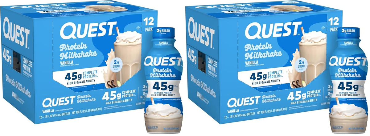 Quest Nutrition Strawberry Protein Shake, 45g Protein, 2g Sugar, 12 Count