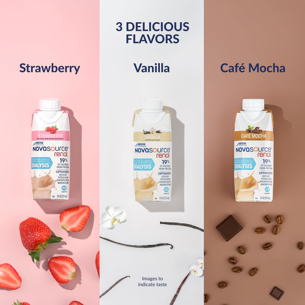 NOVASOURCE Renal Vanilla Dialysis Protein Shakes, 8 Fl Oz, 24pk