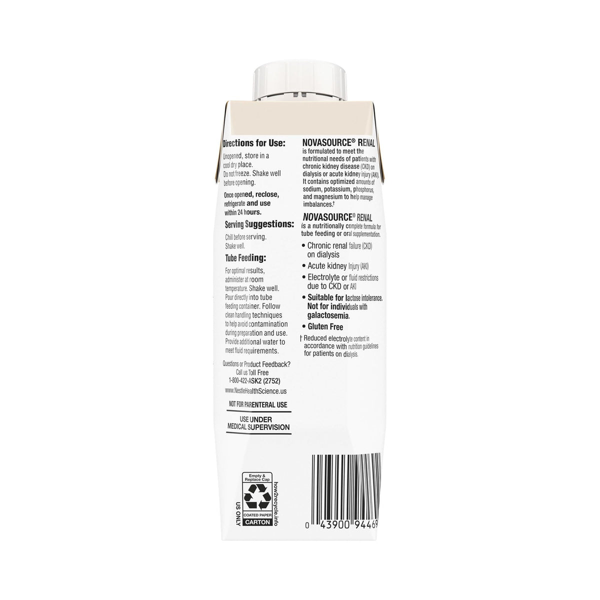 NOVASOURCE Renal Vanilla Dialysis Protein Shakes, 8 Fl Oz, 24pk