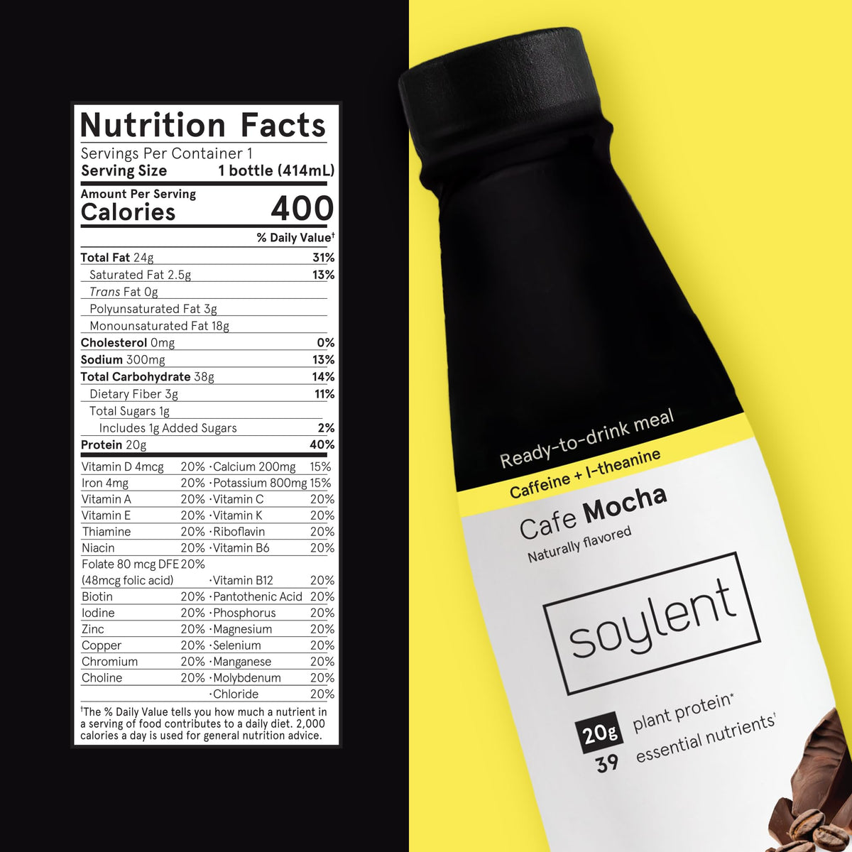Soylent Strawberry Meal Replacement Shake, Ready-to-Drink Plant Based Protein Drink, Contains 20g Complete Vegan Protein and 1g Sugar, 14oz, 12 Pack
