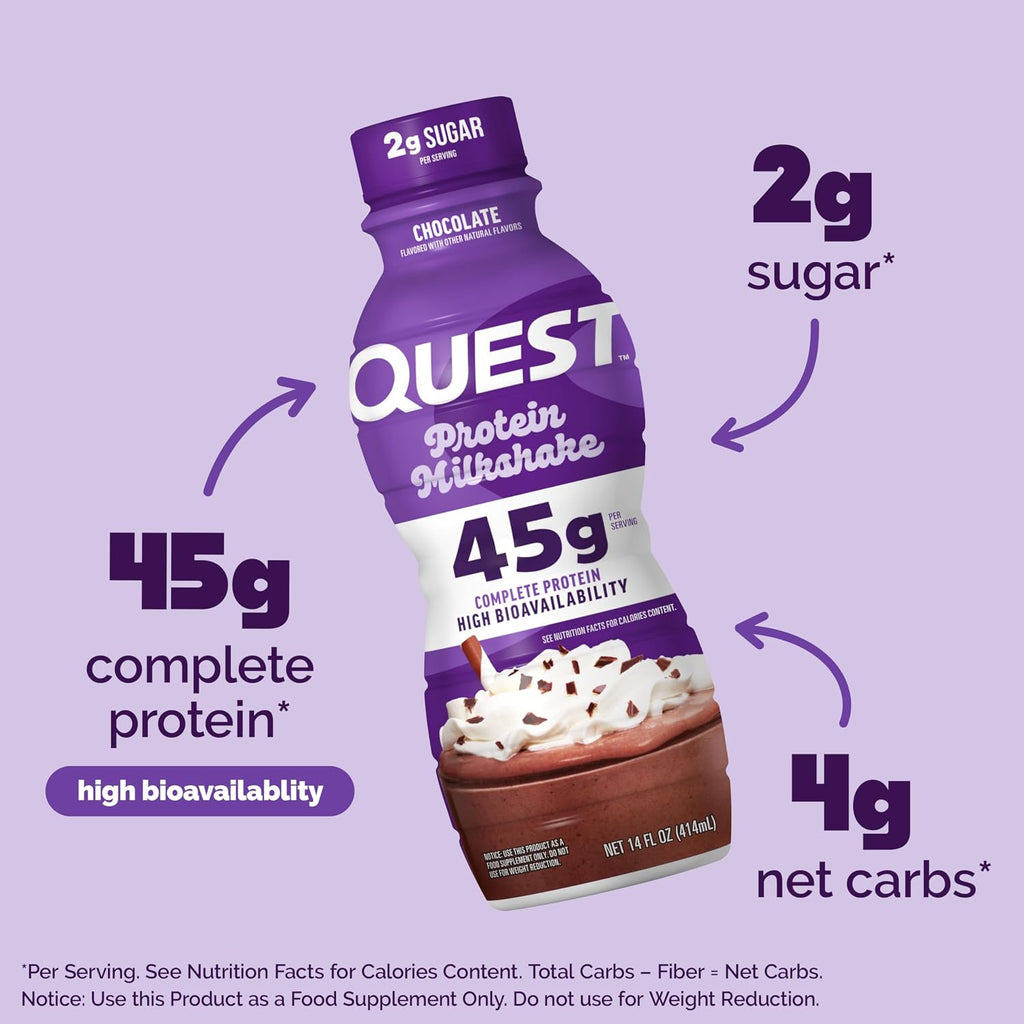 Quest Nutrition Strawberry Protein Shake, 45g Protein, 2g Sugar, 12 Count