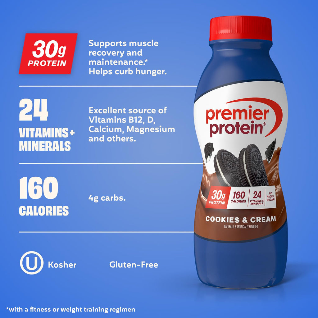 Premier Protein 30g High Protein Shake, Peaches & Cream, 12 Pack