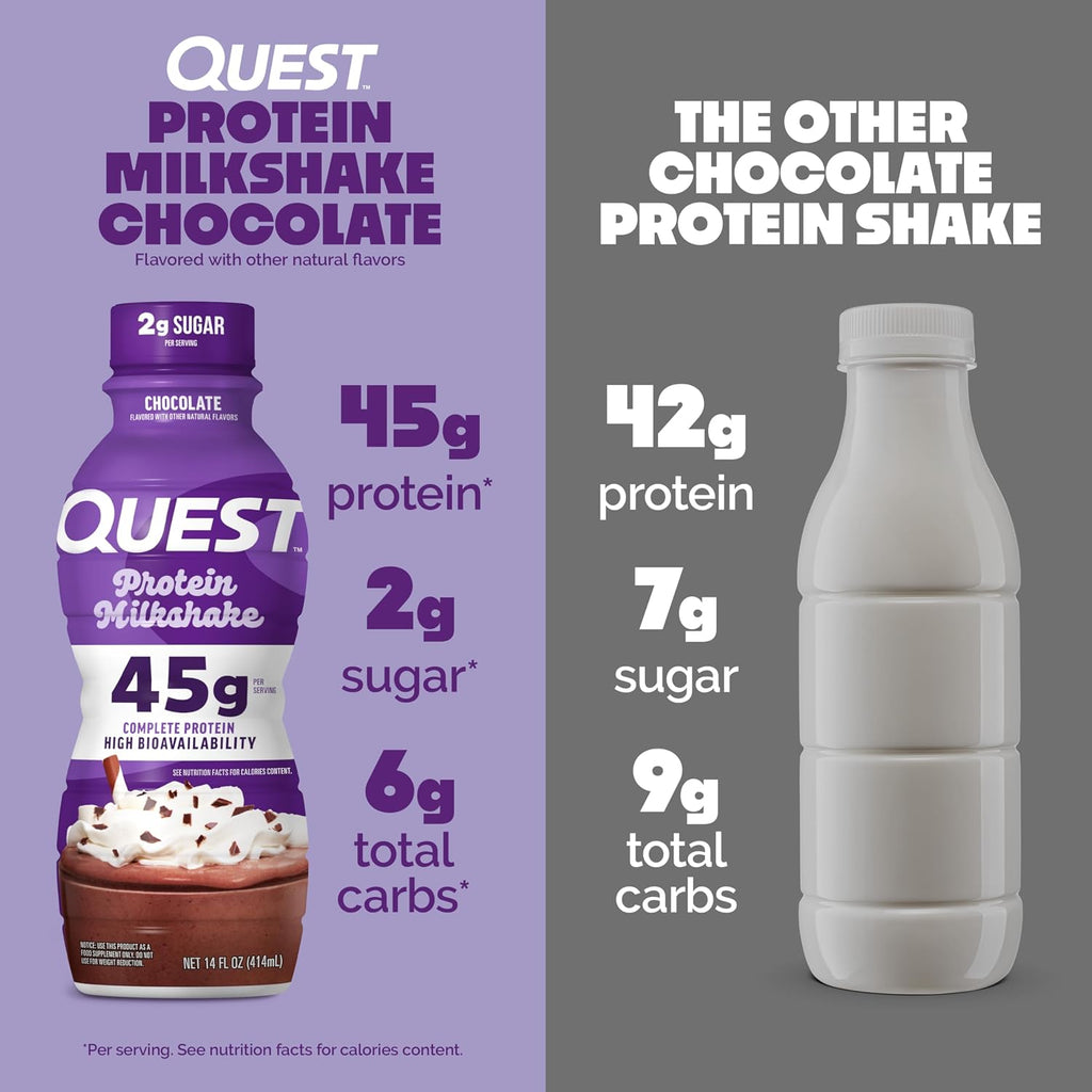 Quest Nutrition Strawberry Protein Shake, 45g Protein, 2g Sugar, 12 Count