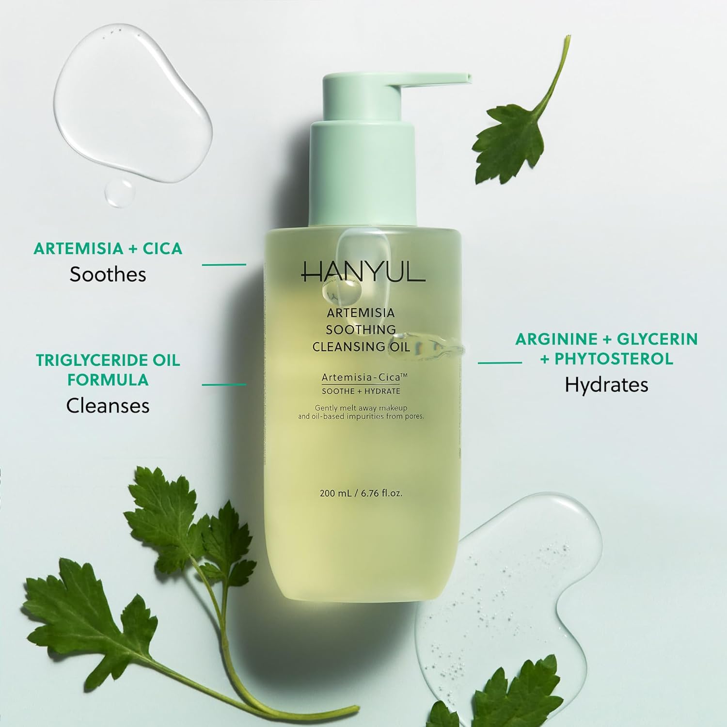 Hanyul Artemisia Soothing Cleansing Oil | Gentle, Soothing & Hydrating Oil Facial Cleanser with Artemisia, Cica & Glycerin to Remove Makeup & Impurities | Non-Stripping | For All Skin Types | Vegan