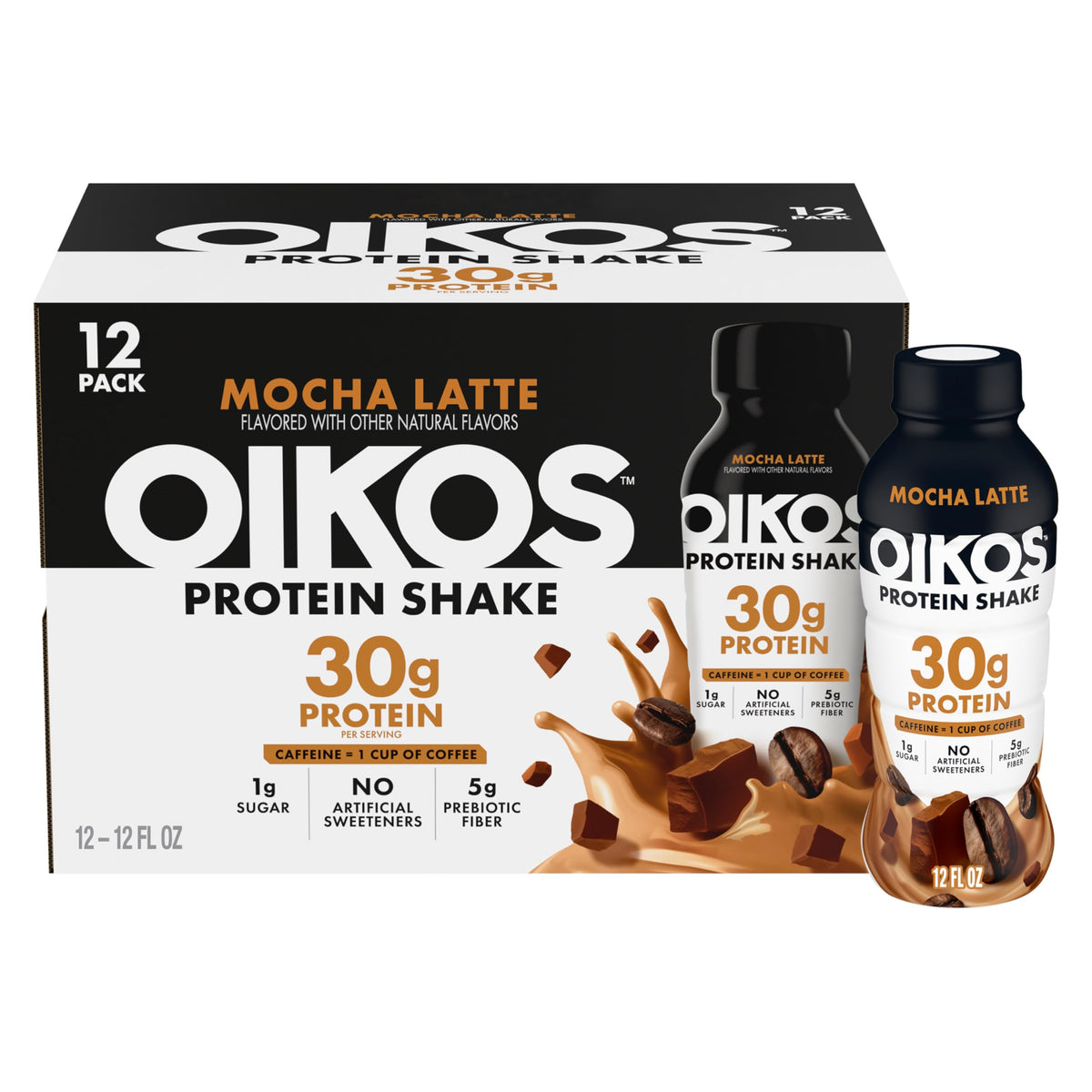 Oikos Protein Shake, Salted Caramel, 30g Protein, 12 fl oz, 12 Count