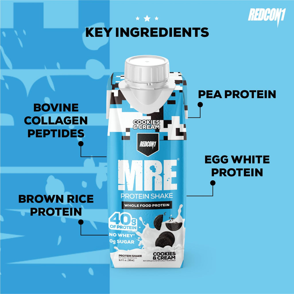 REDCON1 MRE RTD Protein Shake | Milk Chocolate | Lactose Free, 40g Protein - 12 Pack, 14 oz