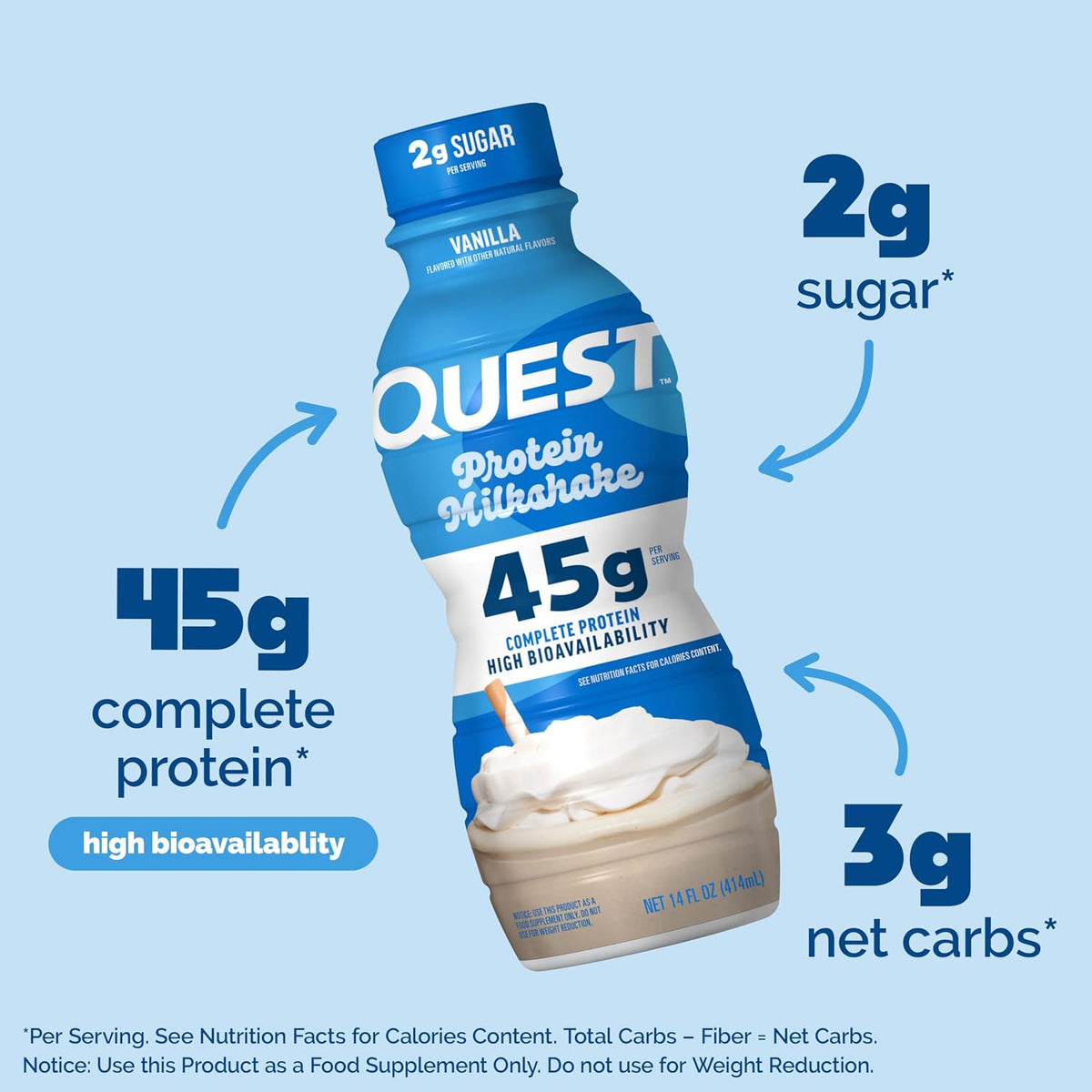 Quest Nutrition Strawberry Protein Shake, 45g Protein, 2g Sugar, 12 Count