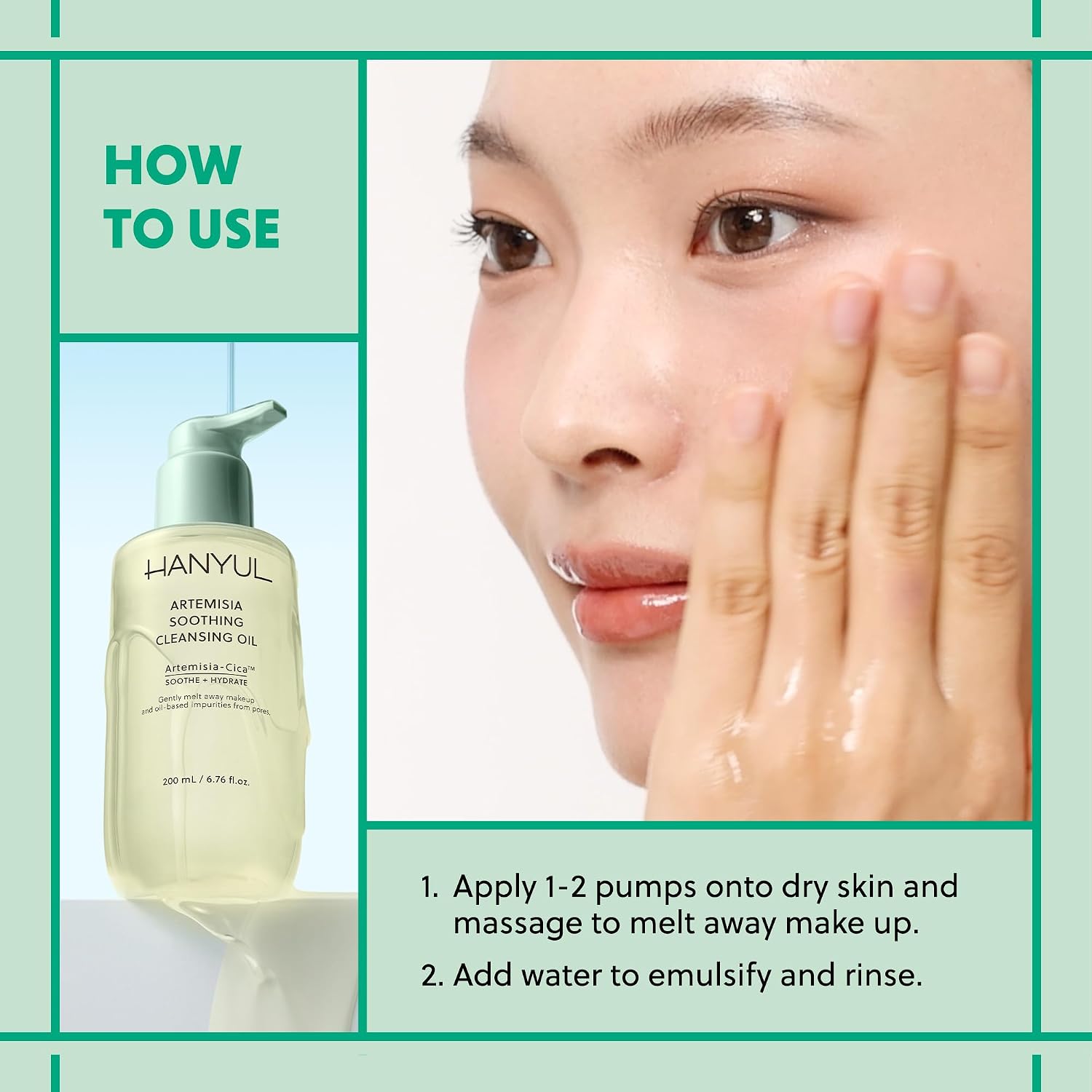 Hanyul Artemisia Soothing Cleansing Oil | Gentle, Soothing & Hydrating Oil Facial Cleanser with Artemisia, Cica & Glycerin to Remove Makeup & Impurities | Non-Stripping | For All Skin Types | Vegan