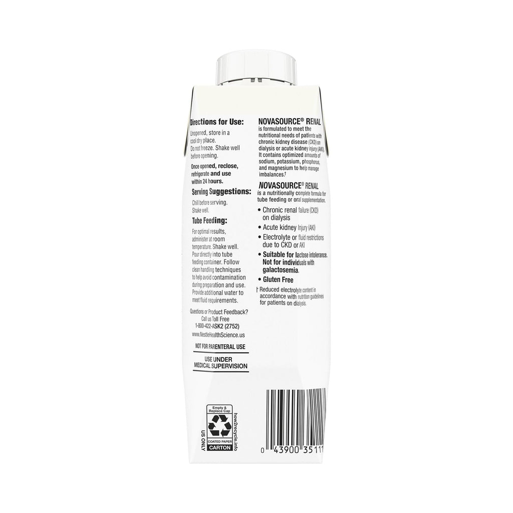 NOVASOURCE Renal Vanilla Dialysis Protein Shakes, 8 Fl Oz, 24pk
