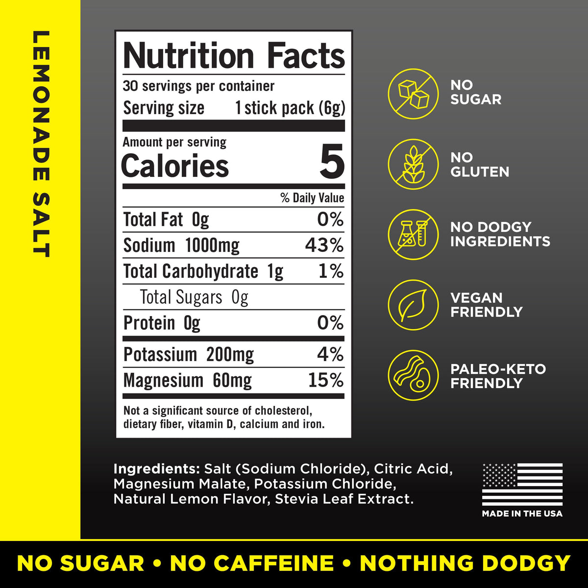 LMNT Zero Sugar Electrolytes - Raw Unflavored Salt | Drink Mix | 30-Count