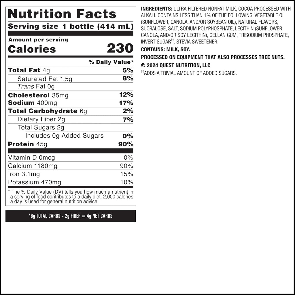 Quest Nutrition Strawberry Protein Shake, 45g Protein, 2g Sugar, 12 Count
