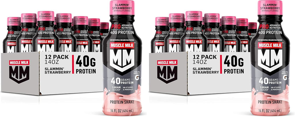 Muscle Milk Pro Advanced Nutrition Protein Shake, Intense Vanilla, 14 Fl Oz Bottle, 12 Pack, 40g Protein, 1g Sugar, 16 Vitamins & Minerals, 6g Fiber, Workout Recovery, Packaging May Vary