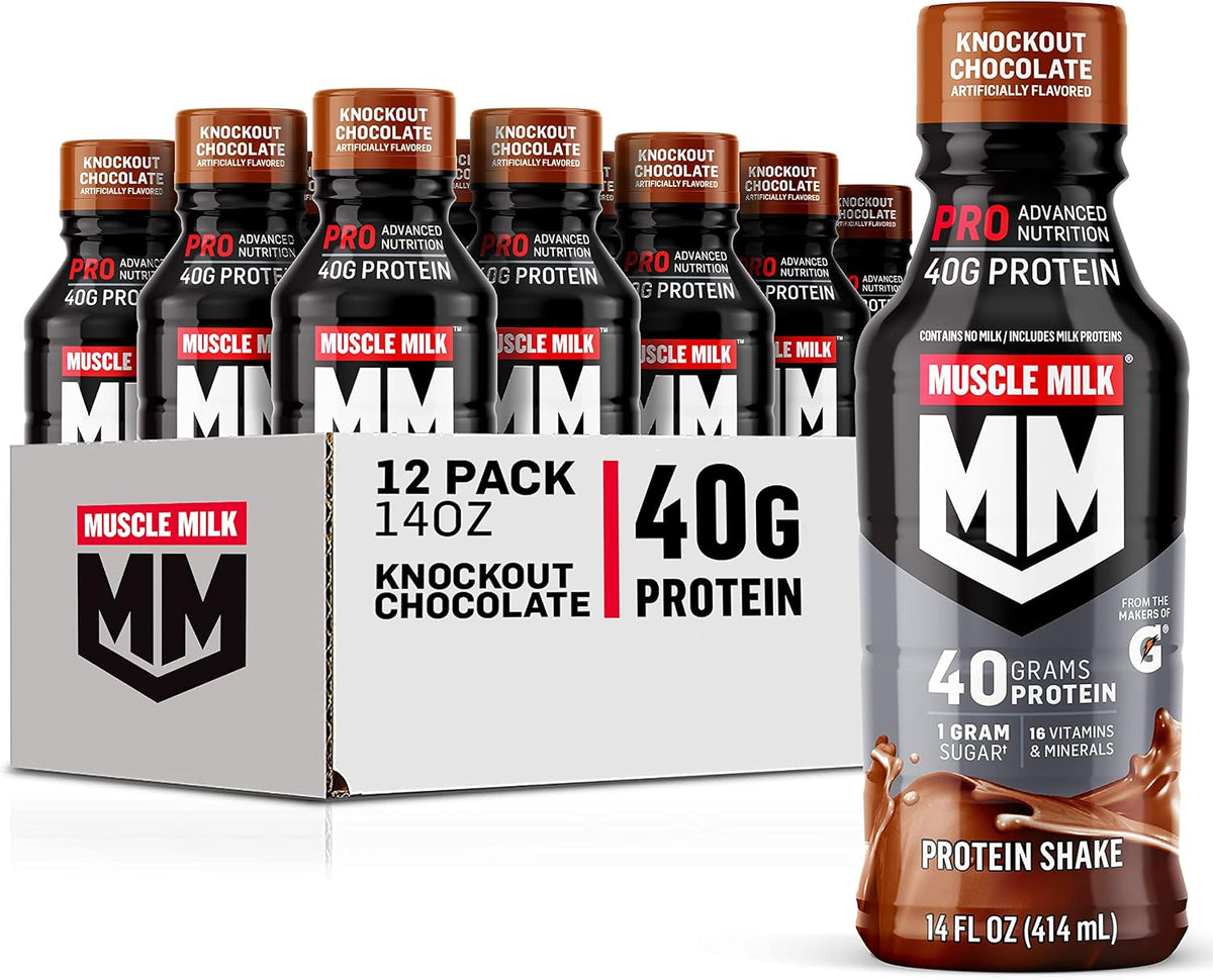 Muscle Milk Pro Advanced Nutrition Protein Shake, Intense Vanilla, 14 Fl Oz Bottle, 12 Pack, 40g Protein, 1g Sugar, 16 Vitamins & Minerals, 6g Fiber, Workout Recovery, Packaging May Vary