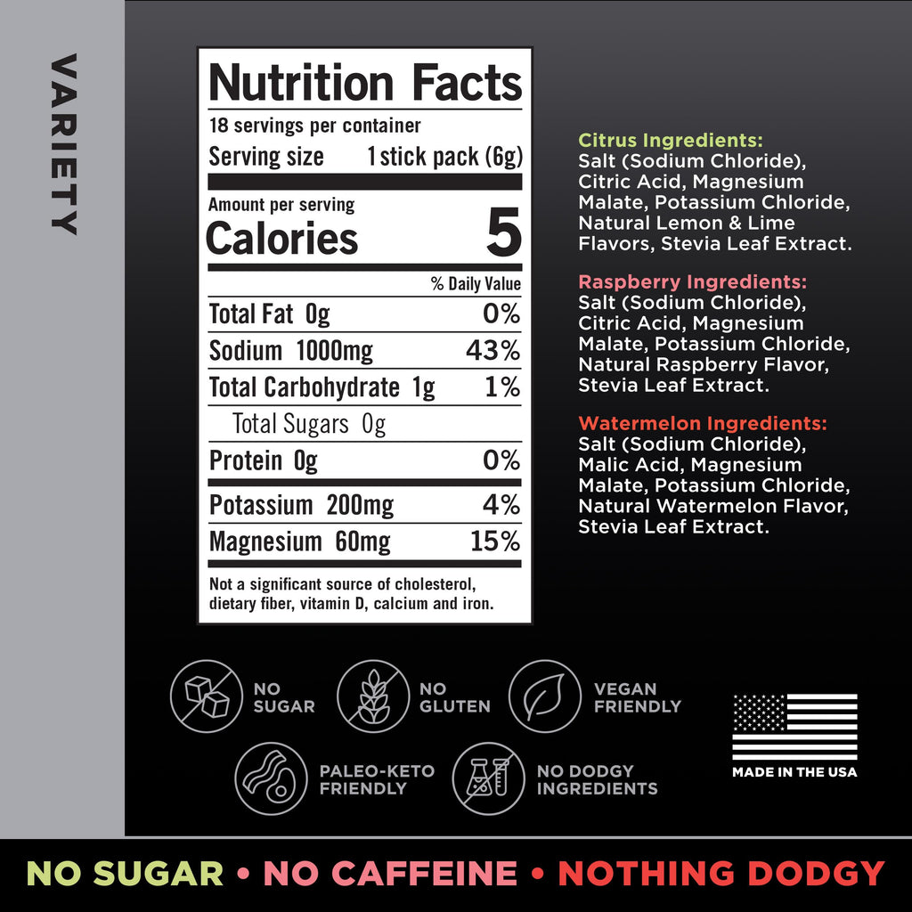LMNT Zero Sugar Electrolytes - Raw Unflavored Salt | Drink Mix | 30-Count