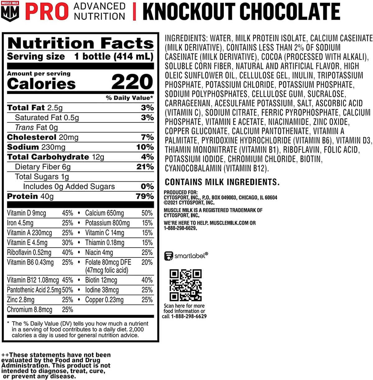 Muscle Milk Pro Advanced Nutrition Protein Shake, Intense Vanilla, 14 Fl Oz Bottle, 12 Pack, 40g Protein, 1g Sugar, 16 Vitamins & Minerals, 6g Fiber, Workout Recovery, Packaging May Vary