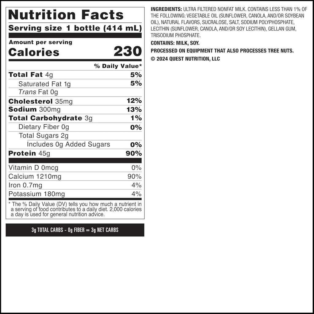 Quest Nutrition Strawberry Protein Shake, 45g Protein, 2g Sugar, 12 Count