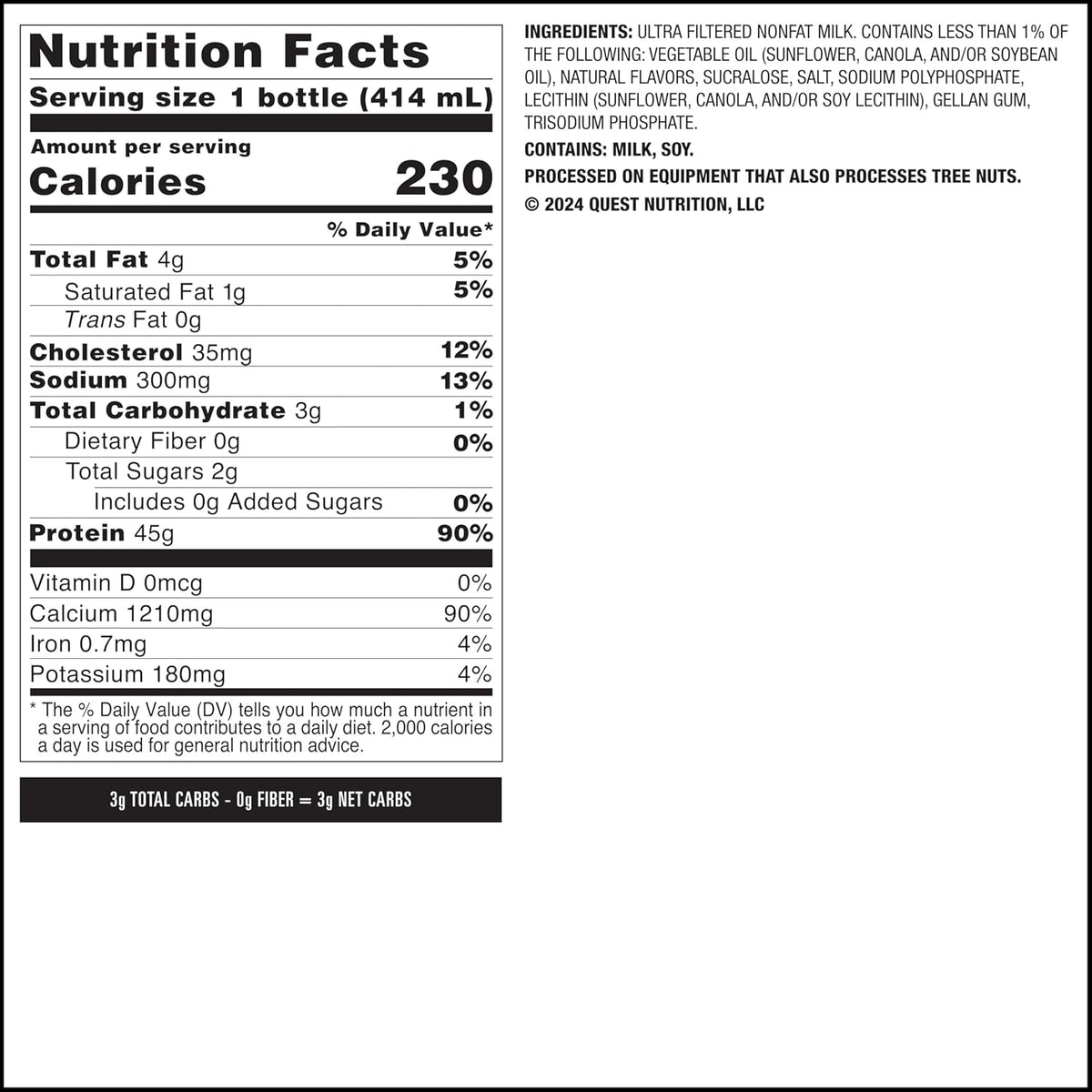 Quest Nutrition Strawberry Protein Shake, 45g Protein, 2g Sugar, 12 Count