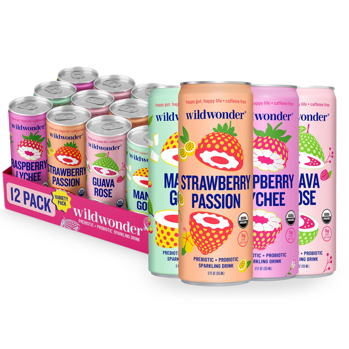 wildwonder Sparkling Probiotic Sampler Variety, 18 Pack
