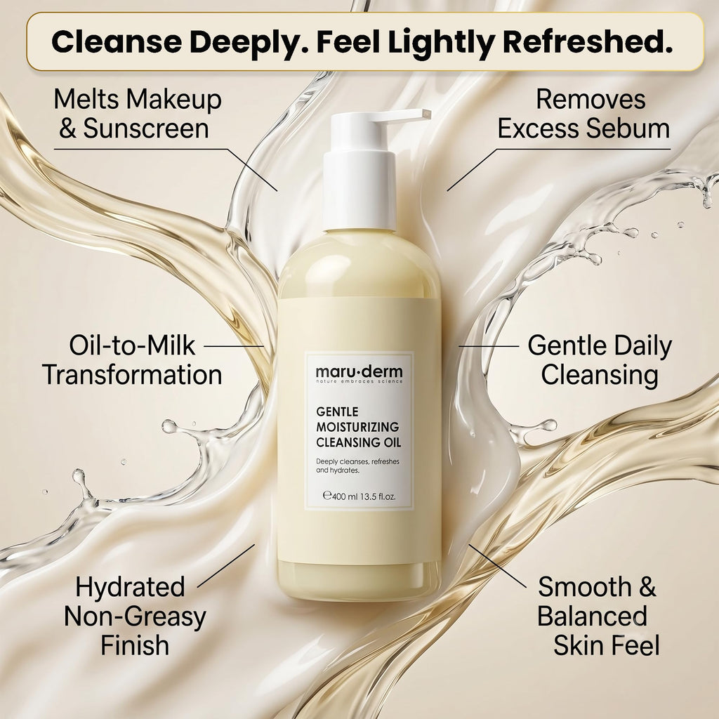Gentle Cleansing Oil for Face & Body - Makeup Remover & Double Cleanser with Niacinamide & Panthenol - Removes Sunscreen, Sebum & Impurities, Hydrating Formula for Sensitive & Dry Skin – 200ml