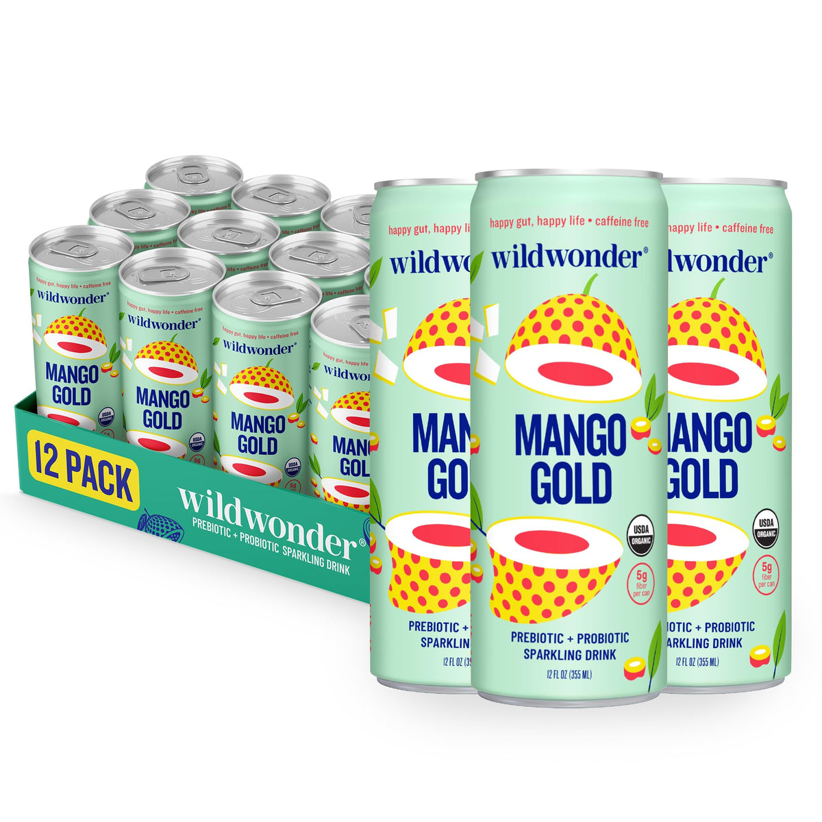 wildwonder Pineapple Paradise Sparkling Probiotic Drink, 12 Pack
