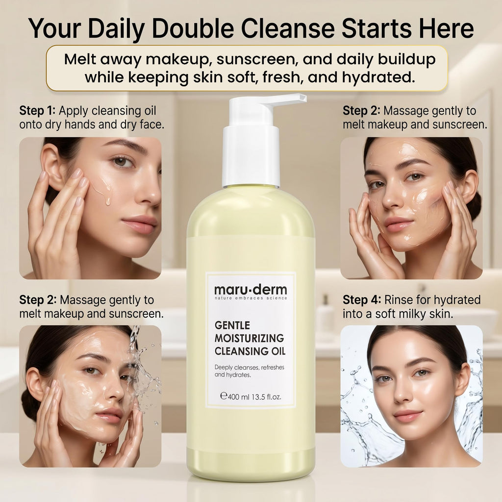Gentle Cleansing Oil for Face & Body - Makeup Remover & Double Cleanser with Niacinamide & Panthenol - Removes Sunscreen, Sebum & Impurities, Hydrating Formula for Sensitive & Dry Skin – 200ml