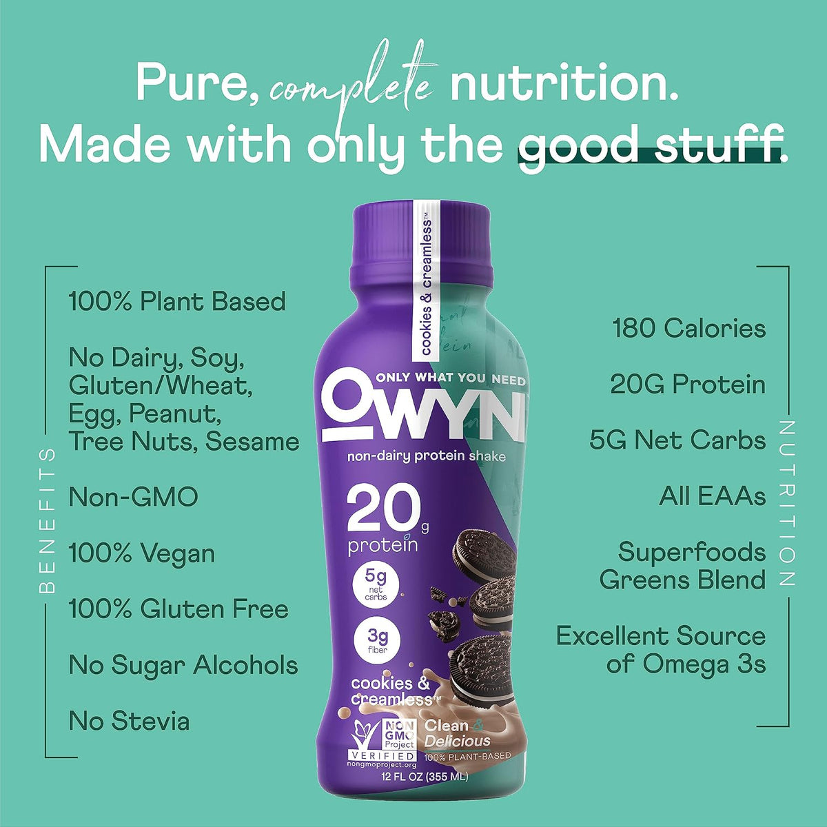 OWYN Only What You Need Cold Brew Coffee Flavored 20g Protein Shake, 12 Ct