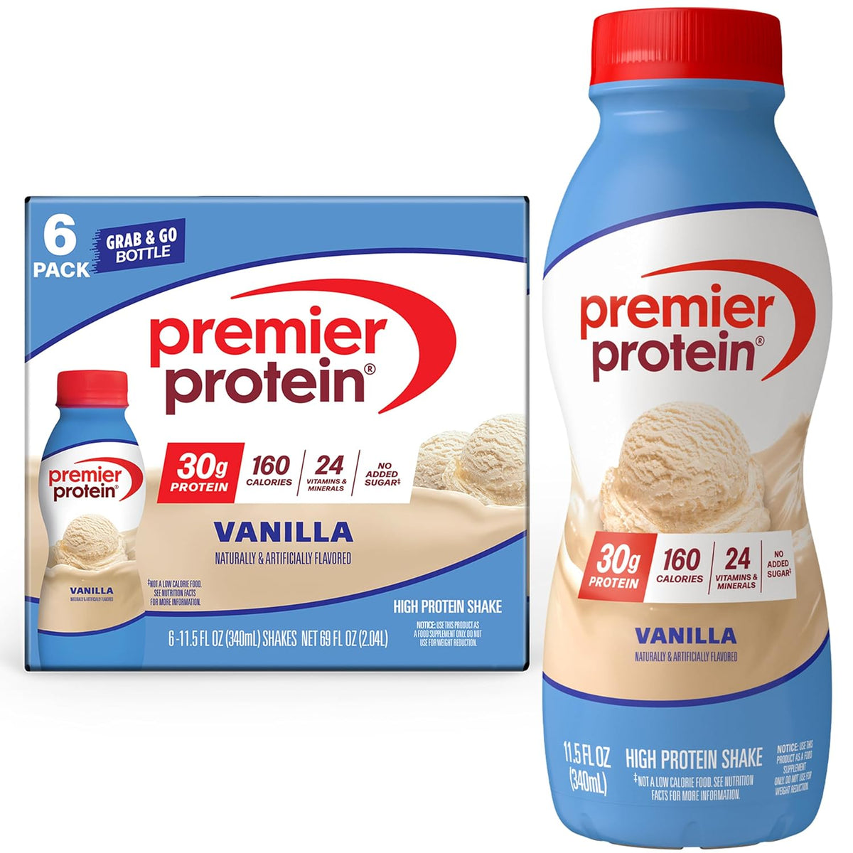 Premier Protein 30g High Protein Shake, Peaches & Cream, 12 Pack