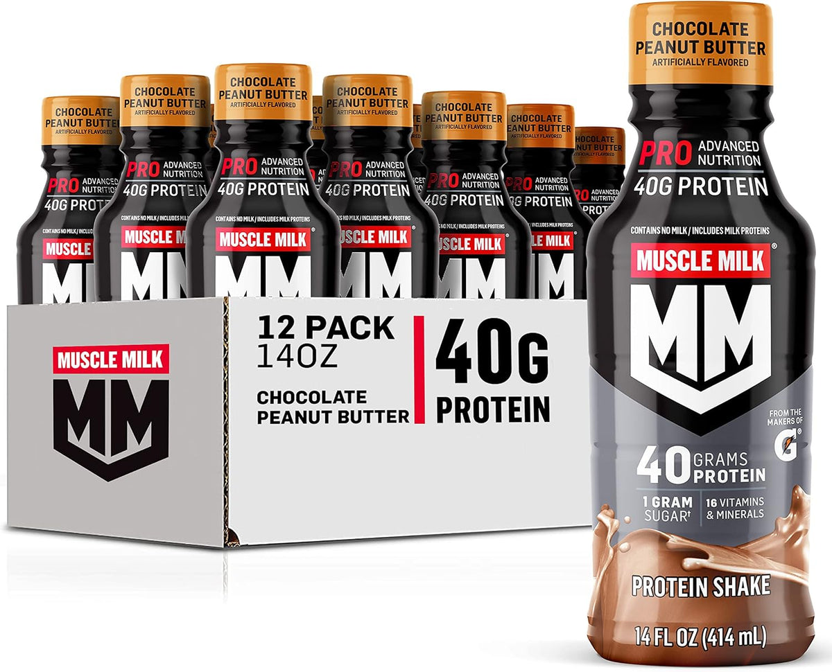 Muscle Milk Pro Advanced Nutrition Protein Shake, Intense Vanilla, 14 Fl Oz Bottle, 12 Pack, 40g Protein, 1g Sugar, 16 Vitamins & Minerals, 6g Fiber, Workout Recovery, Packaging May Vary