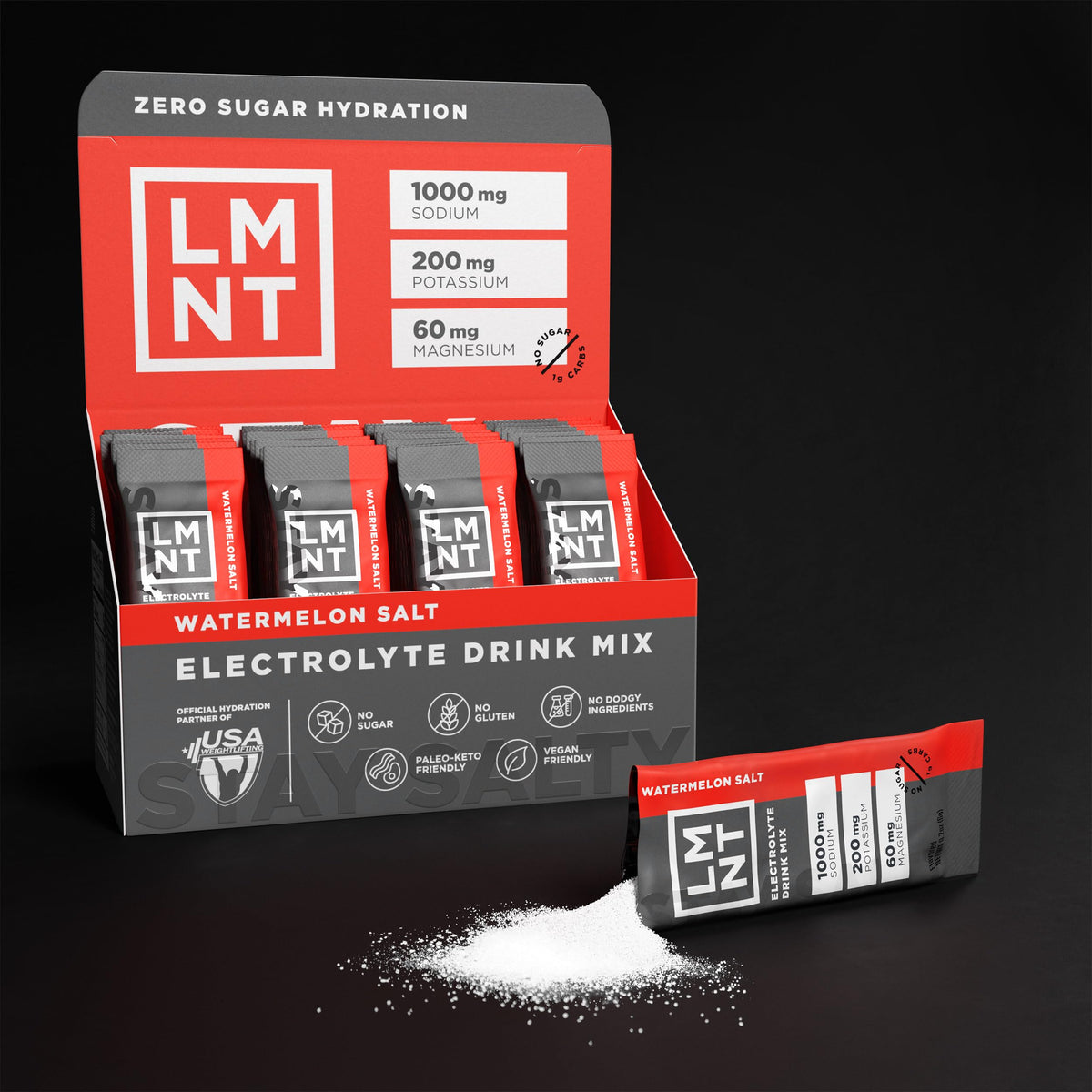 LMNT Zero Sugar Electrolytes - Raw Unflavored Salt | Drink Mix | 30-Count