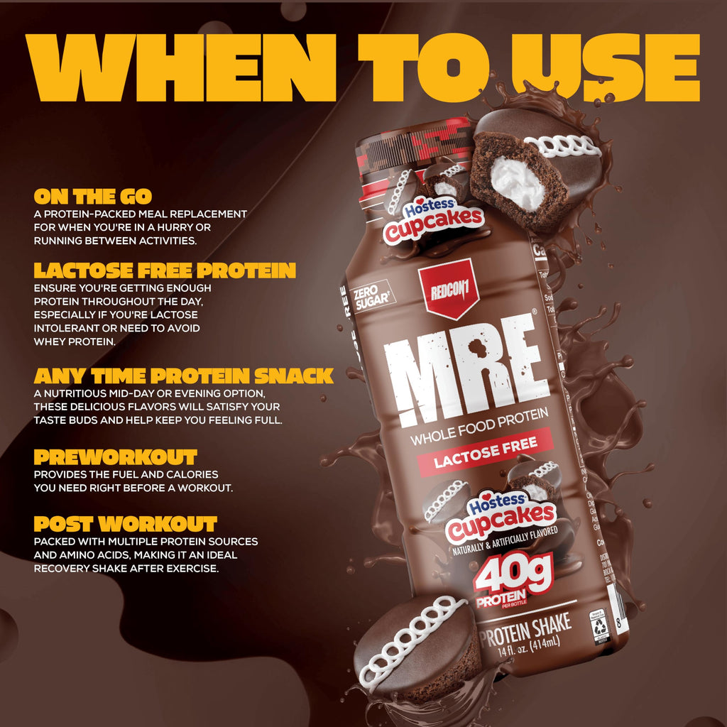 REDCON1 MRE RTD Protein Shake | Milk Chocolate | Lactose Free, 40g Protein - 12 Pack, 14 oz