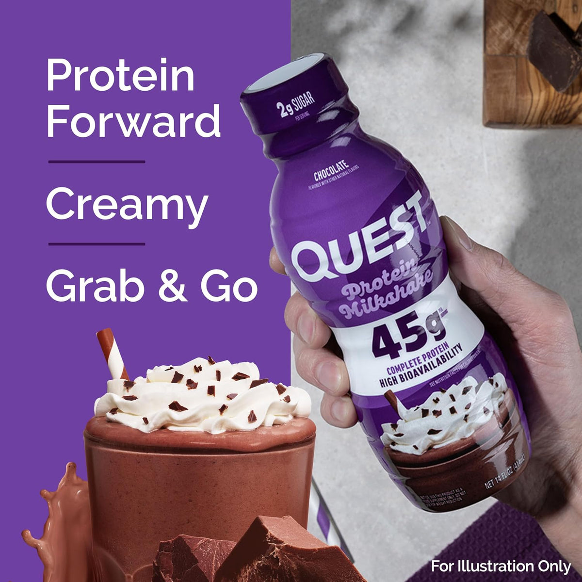 Quest Nutrition Strawberry Protein Shake, 45g Protein, 2g Sugar, 12 Count