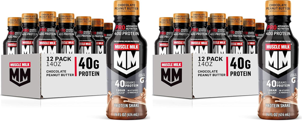 Muscle Milk Pro Advanced Nutrition Protein Shake, Intense Vanilla, 14 Fl Oz Bottle, 12 Pack, 40g Protein, 1g Sugar, 16 Vitamins & Minerals, 6g Fiber, Workout Recovery, Packaging May Vary
